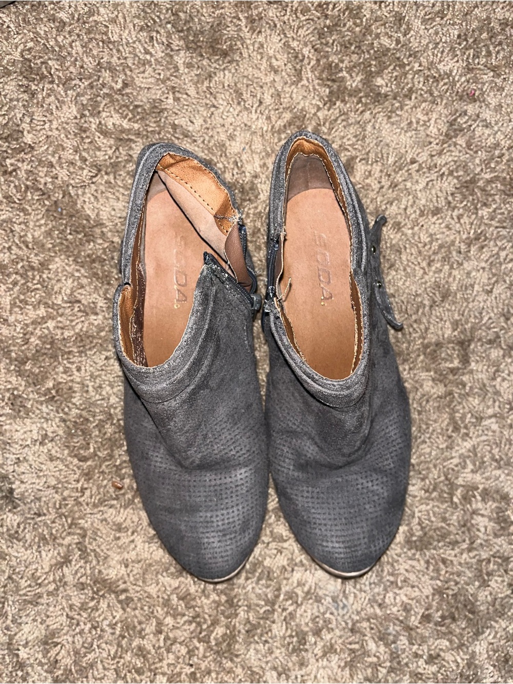 Soda Gray Suede Ankle Booties